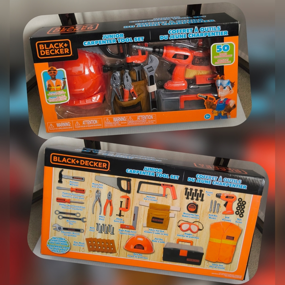 Black & Decker Junior Tool Set - Orange, Black, and Gray (NIB)